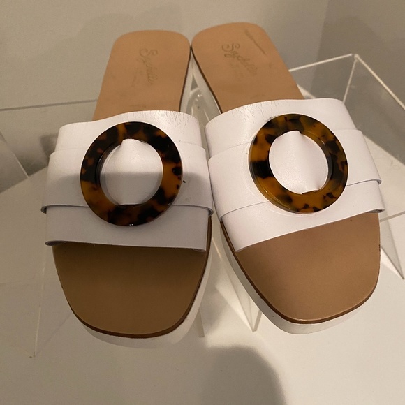 SEYCHELLES ITALY WHITE LEATHER SLIDE/MULE - Picture 1 of 9